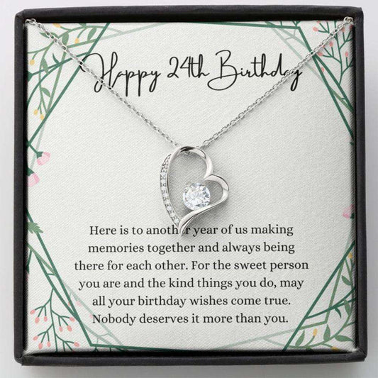 Daughter Necklace, Girlfriend Necklace, Happy 24Th Birthday Necklace, Gift For 24Th Birthday, 24 Years Old Birthday Woman Dughter's Day Rakva