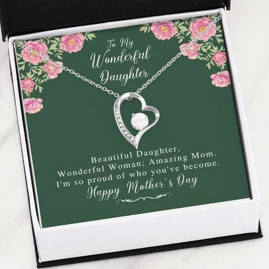 Daughter Necklace, Happy Mother’S Day Forever Love Necklace Gift For Daughter Dughter's Day Rakva