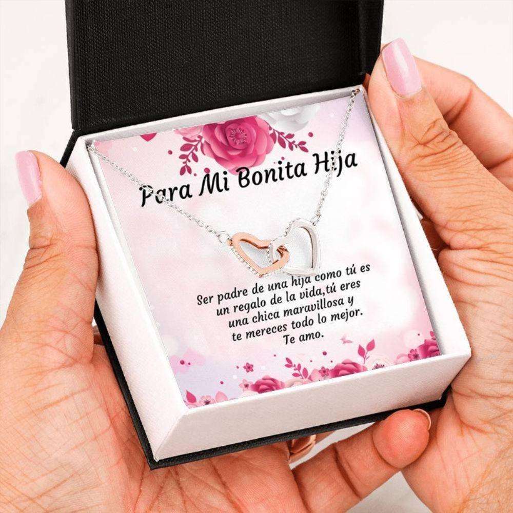 Daughter Necklace, Hija Gift Spanish Necklace “ Hija Birthday Gift “ Hija De Tu Padre “ Frases Para Hija “ Best Hija Gift Dughter's Day Rakva