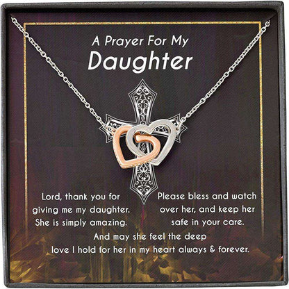 Daughter Necklace, Mother/ Daughter Necklace From Dad, Keep Safe Feel Love Cross Pray Lord Dughter's Day Rakva