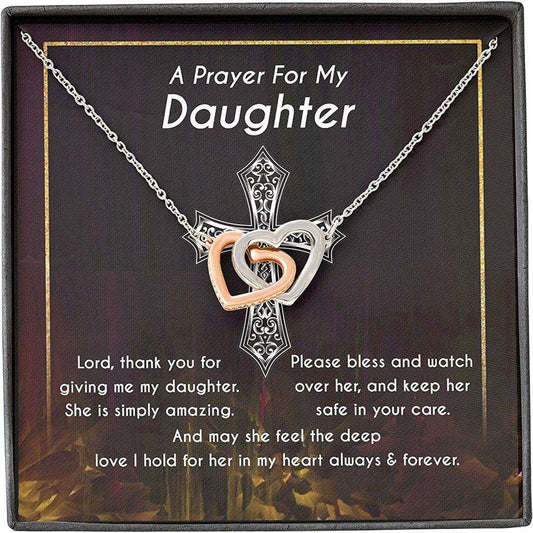 Daughter Necklace, Mother/ Daughter Necklace From Dad, Keep Safe Feel Love Cross Pray Lord Dughter's Day Rakva