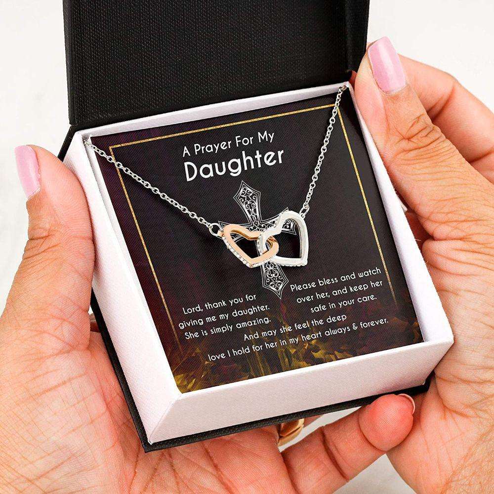 Daughter Necklace, Mother/ Daughter Necklace From Dad, Keep Safe Feel Love Cross Pray Lord Dughter's Day Rakva