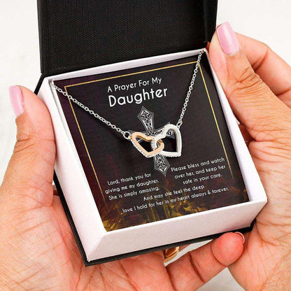 Daughter Necklace, Mother/ Daughter Necklace From Dad, Keep Safe Feel Love Cross Pray Lord Dughter's Day Rakva