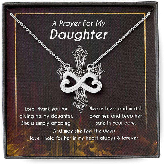 Daughter Necklace, Mother/ Daughter Necklace From Dad, Keep Safe Feel Love Cross Pray Lord Dughter's Day Rakva