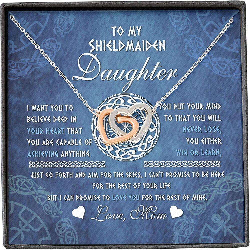 Daughter Necklace, Mother Daughter Necklace, Shield Maiden Viking Believe Achive Promise Love Dughter's Day Rakva