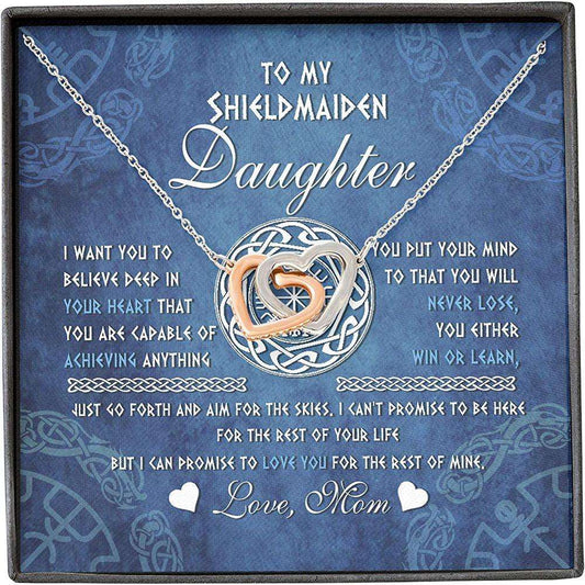 Daughter Necklace, Mother Daughter Necklace, Shield Maiden Viking Believe Achive Promise Love Dughter's Day Rakva