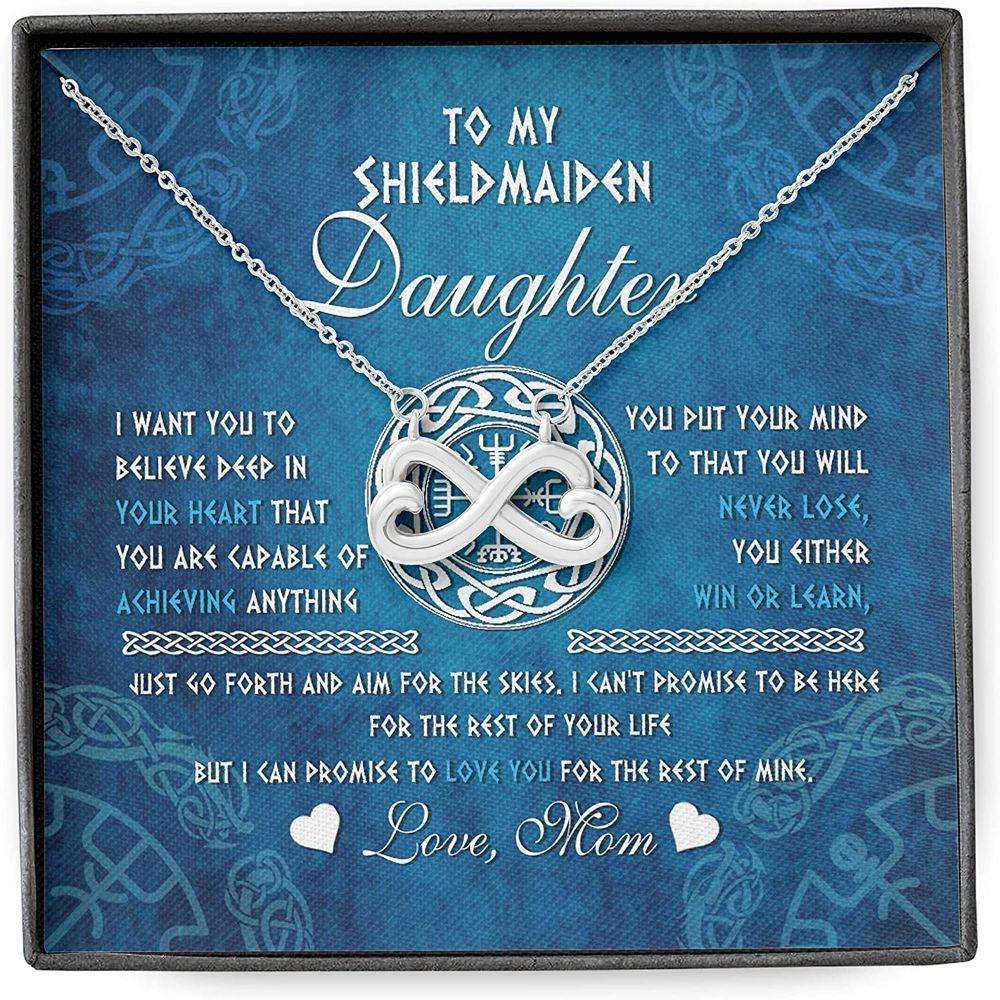 Daughter Necklace, Mother Daughter Necklace, Shield Maiden Viking Believe Achive Promise Love Dughter's Day Rakva