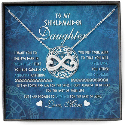 Daughter Necklace, Mother Daughter Necklace, Shield Maiden Viking Believe Achive Promise Love Dughter's Day Rakva