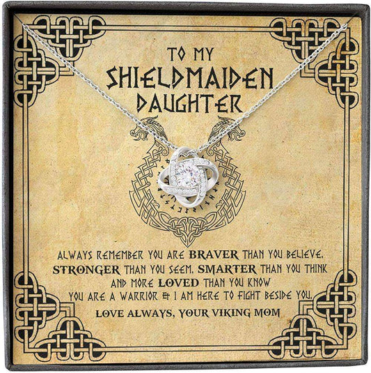 Daughter Necklace, Mother Daughter Necklace, Shield Maiden Viking Brave Strong Smart Love Dughter's Day Rakva
