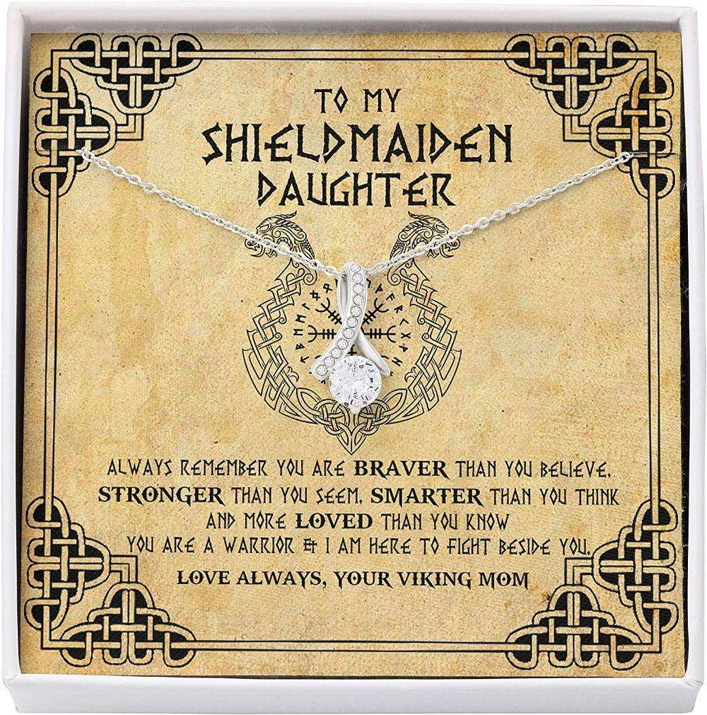Daughter Necklace, Mother Daughter Necklace, Shield Maiden Viking Brave Strong Smart Love Dughter's Day Rakva