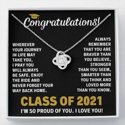 Daughter Necklace, Son Necklace, Class Of 2021 Braver Love Knot Necklace Gift For Daughter Son Dughter's Day Rakva