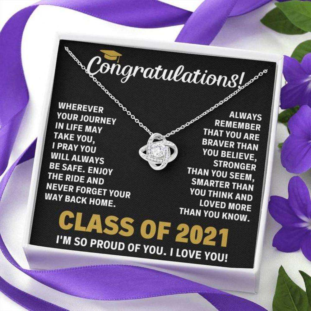Daughter Necklace, Son Necklace, Class Of 2021 Braver Love Knot Necklace Gift For Daughter Son Dughter's Day Rakva
