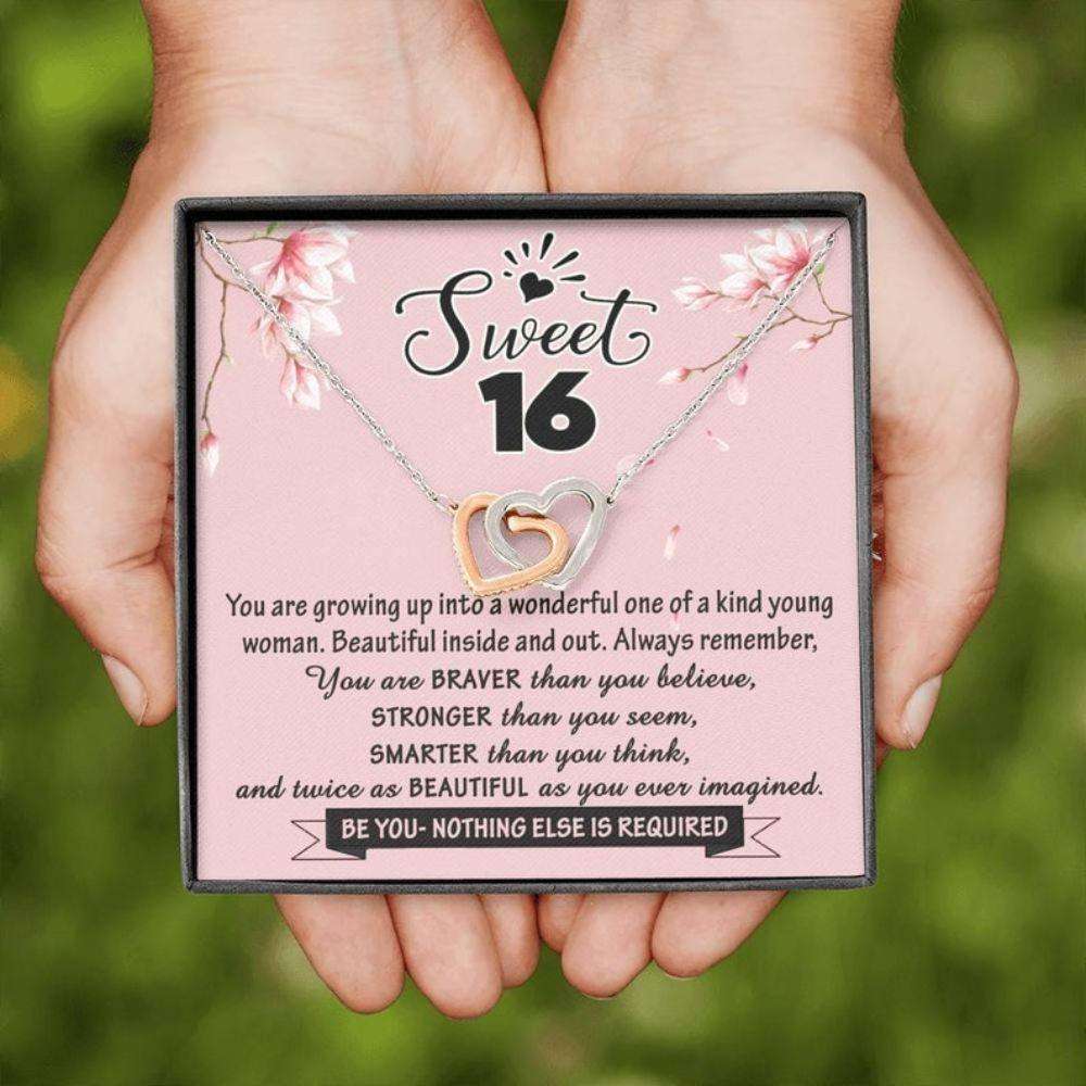 Daughter Necklace, Sweet 16 Gift For Girl, Interlocking Heart Necklace, 16Th Birthday Necklace Girl, Sweet Sixteen, Jewelry Dughter's Day Rakva