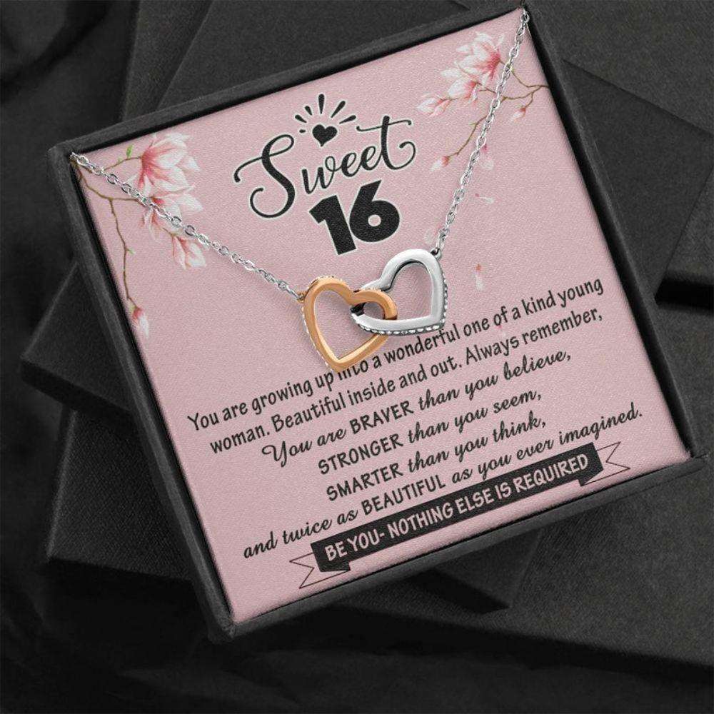 Daughter Necklace, Sweet 16 Gift For Girl, Interlocking Heart Necklace, 16Th Birthday Necklace Girl, Sweet Sixteen, Jewelry Dughter's Day Rakva