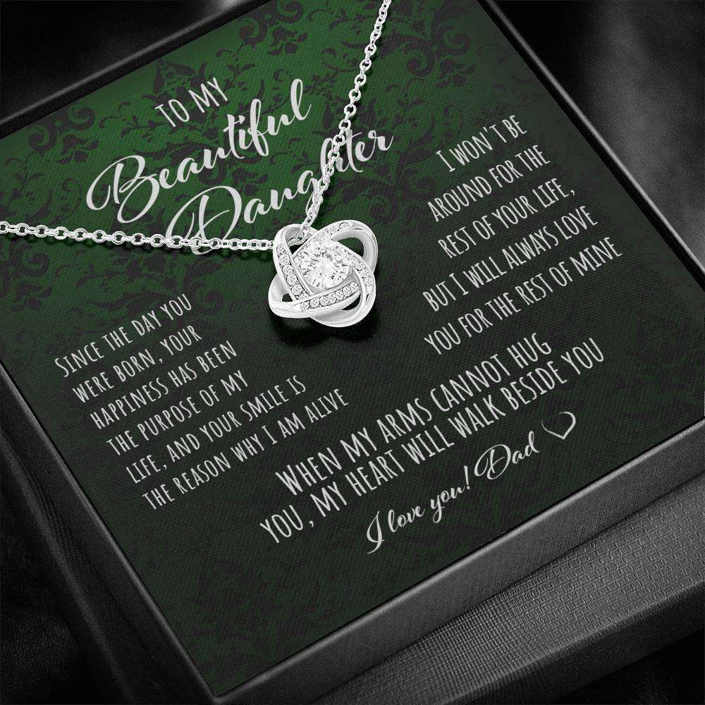 Daughter Necklace, To My Beautiful Daughter From Dad “ Love Knot Necklace Dughter's Day Rakva