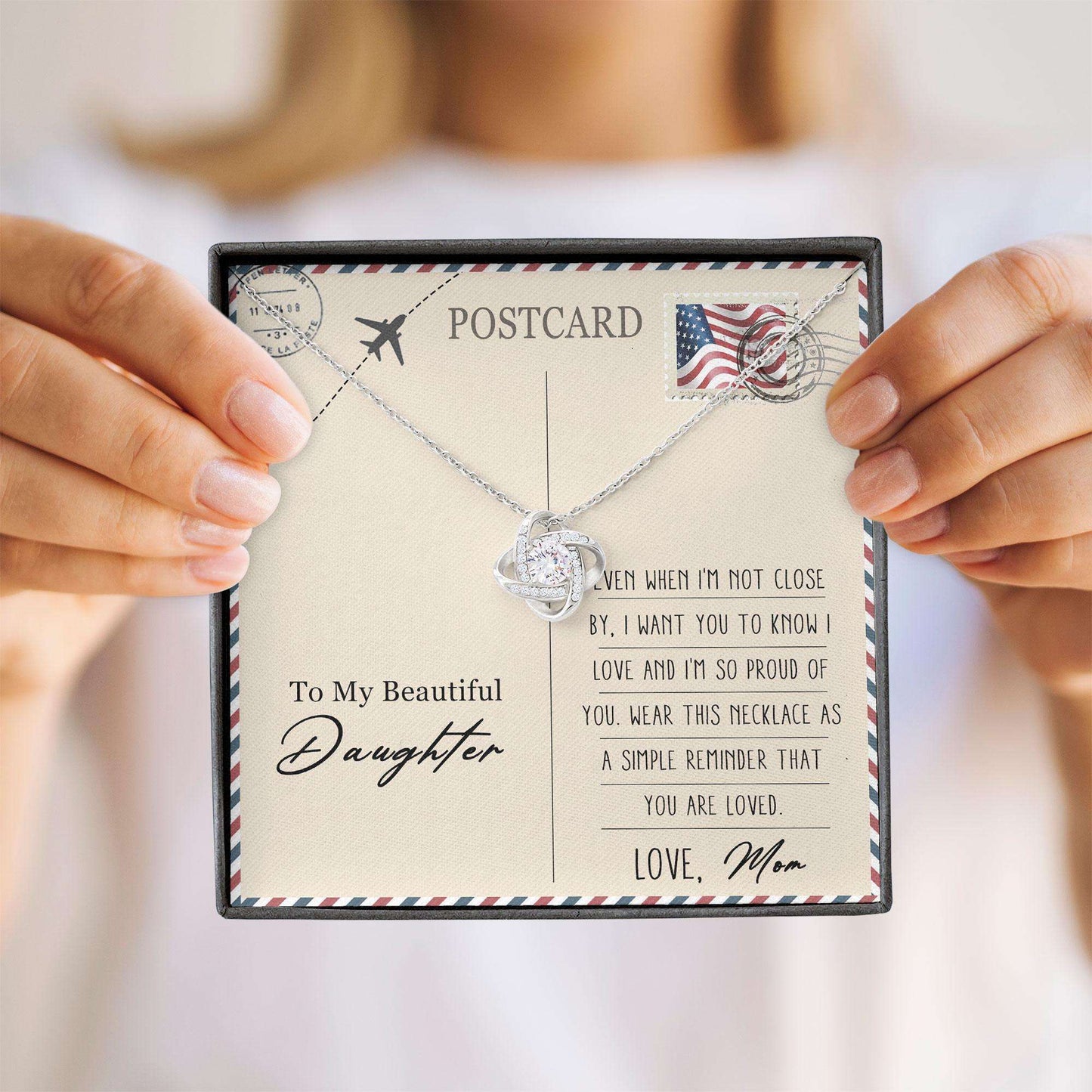 Daughter Necklace, To My Beautiful Daughter From Mom “ Love Knots Necklace Dughter's Day Rakva