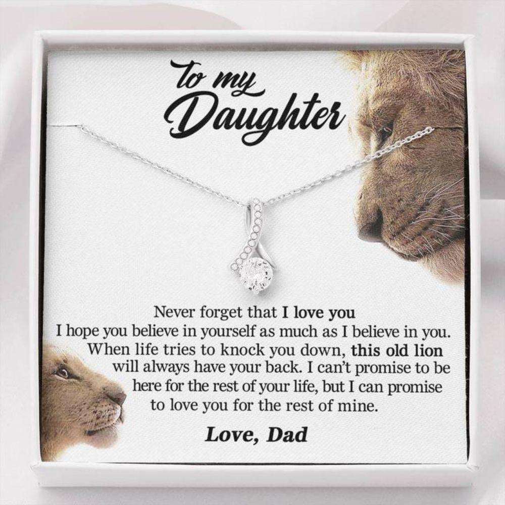 Daughter Necklace, To My Daughter Necklace Gift “ This Old Lion Will Always Have Your Back Dughter's Day Rakva