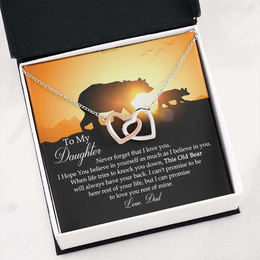 Daughter Necklace, To My Daughter Necklace This Old Bear Will Always Have Your Back, Love Dad, Papa Bear Dughter's Day Rakva