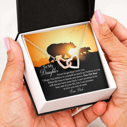 Daughter Necklace, To My Daughter Necklace This Old Bear Will Always Have Your Back, Love Dad, Papa Bear Dughter's Day Rakva