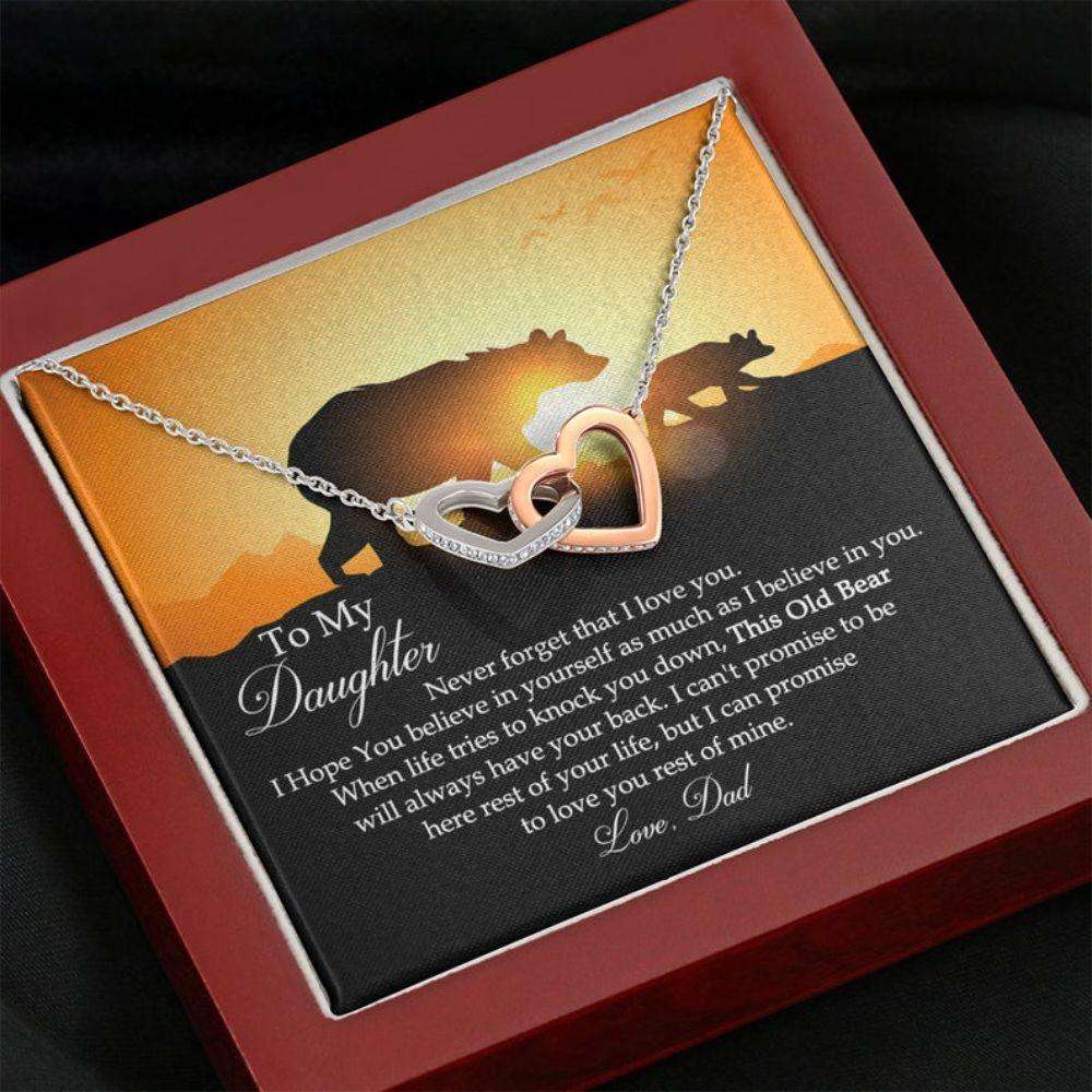 Daughter Necklace, To My Daughter Necklace This Old Bear Will Always Have Your Back, Love Dad, Papa Bear Dughter's Day Rakva