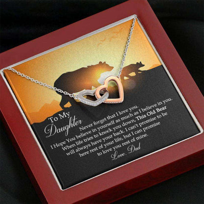 Daughter Necklace, To My Daughter Necklace This Old Bear Will Always Have Your Back, Love Dad, Papa Bear Dughter's Day Rakva