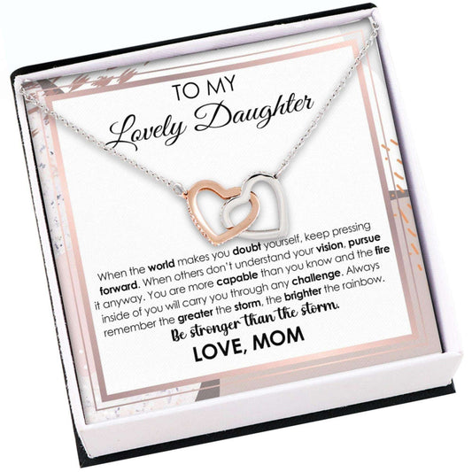 Daughter Necklace, To My Lovely Daughter “ Gift For Daughter Interlocking Heart Dughter's Day Rakva