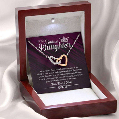 Daughter Necklace, To Our Badass Daughter Necklace “ Straighten Your Crown Dughter's Day Rakva