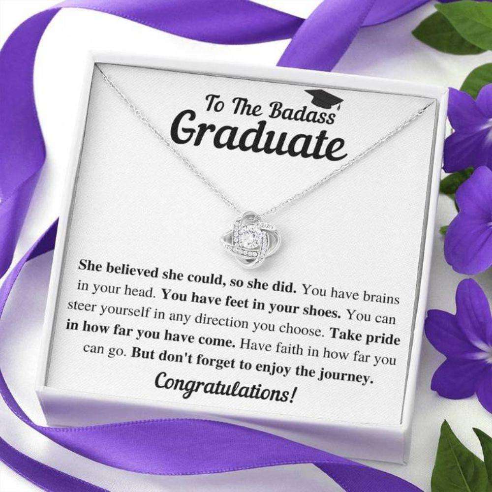 Daughter Necklace, To The Badass Graduate She Did Love Knot Necklace Gift Dughter's Day Rakva