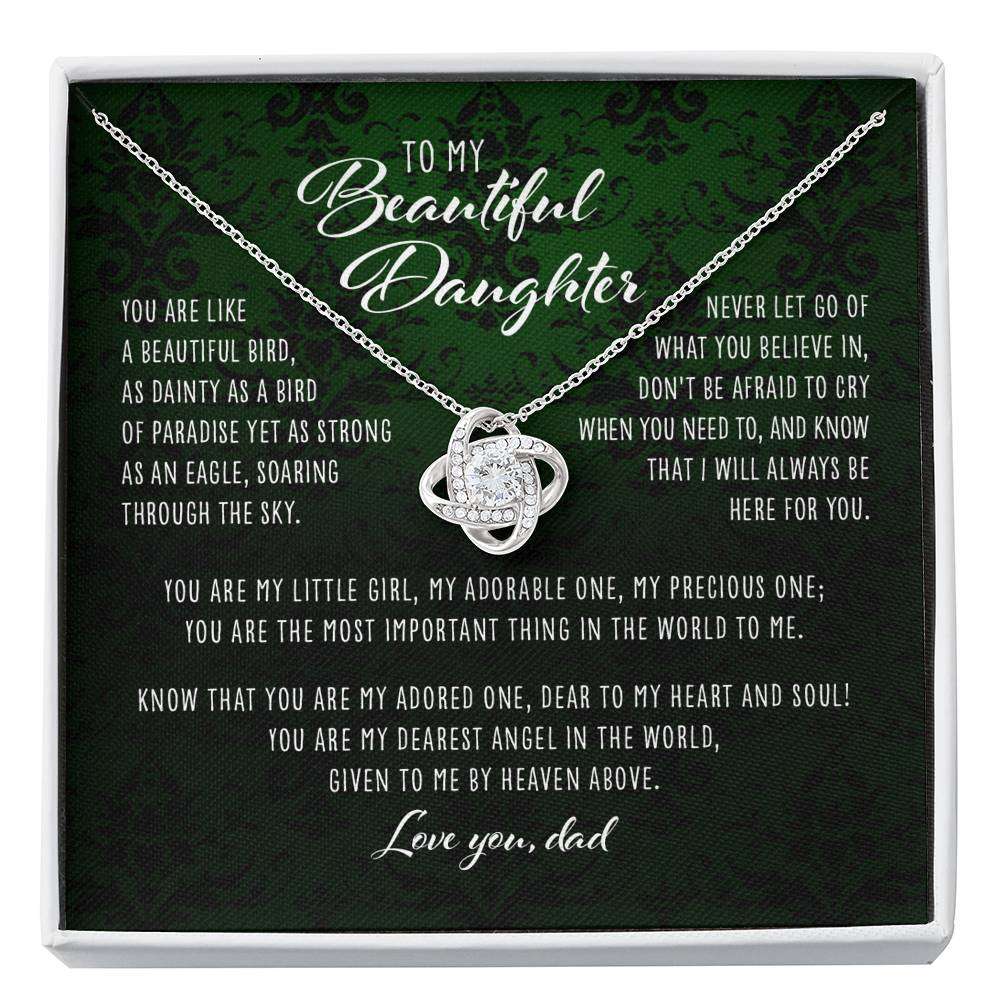 Daughter Necklace, You Are Like A Beautiful Bird Dad To Daughter Gift “ Love Knot Necklace Dughter's Day Rakva