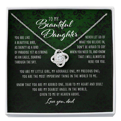 Daughter Necklace, You Are Like A Beautiful Bird Dad To Daughter Gift “ Love Knot Necklace Dughter's Day Rakva