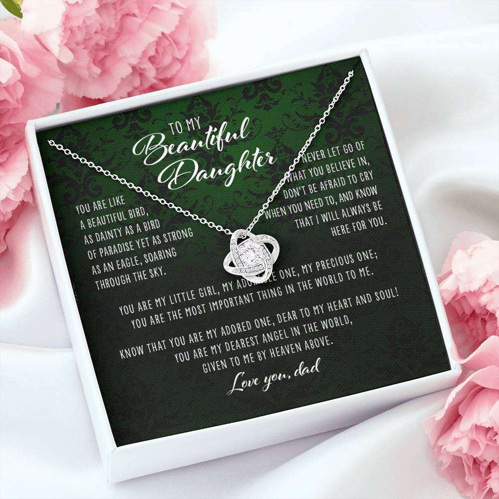 Daughter Necklace, You Are Like A Beautiful Bird Dad To Daughter Gift “ Love Knot Necklace Dughter's Day Rakva
