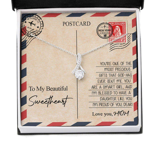 Daughter Necklace, You Are The Greatest Gift Of My Life From Mom, Vintage Message Card Dughter's Day Rakva