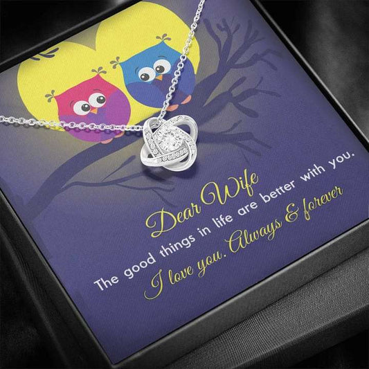 Dear Wife - I Love You - 92.5 Sterling Silver Love Knot Pendant For Karwa Chauth Rakva