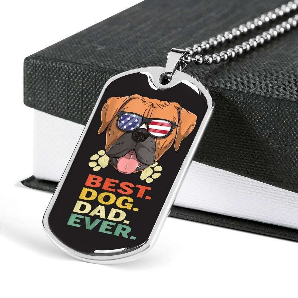 Dog Dad Dog Tag Custom Picture, Best Dog Dad Ever Dog Tag Necklace For Dog Lovers Father's Day Rakva