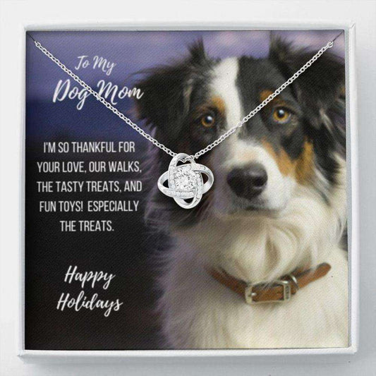 Dog Mom Necklace, Gift Necklace Message Card Happy Holidays “ Australian Shepherd Dog Mom Stronger Together Rakva