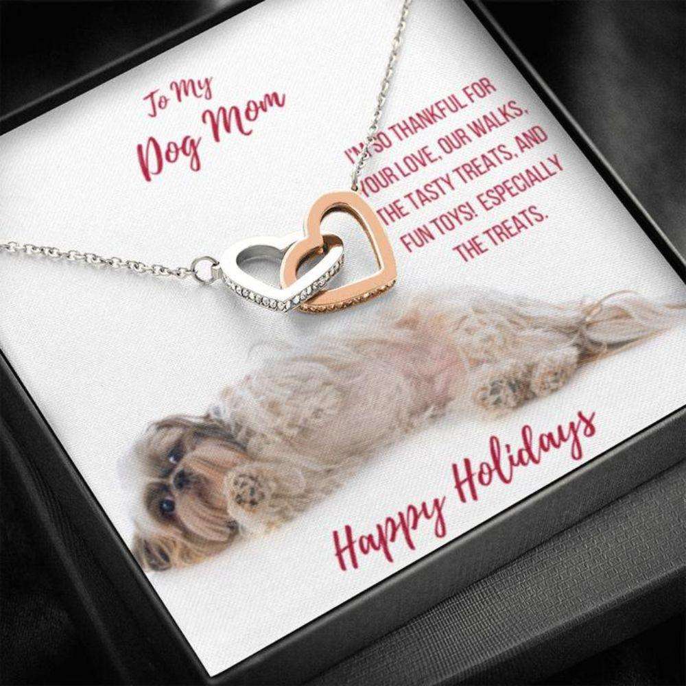 Dog Mom Necklace, Gift Necklace Message Card Happy Holidays “ Shih Tzu Dog Mom Rakva
