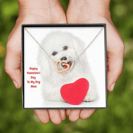 Dog Mom Necklace, Gift Necklace Message Card “ To My Bichon Frise Dog Mom Happy Valentine’S Day Rakva