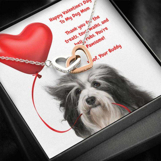 Dog Mom Necklace, Gift Necklace Message Card “ To My Black And White Havanese “ Dog Mom Happy Valentine’S Day Rakva