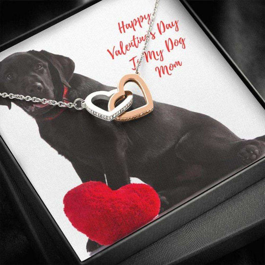 Dog Mom Necklace, Gift Necklace Message Card “ To My Black Labrador Retriever Dog Mom Happy Valentine’S Day Rakva
