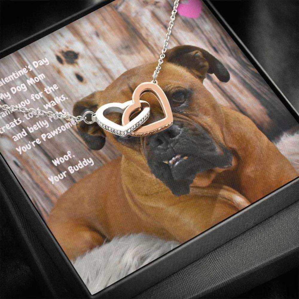 Dog Mom Necklace, Gift Necklace Message Card “ To My Boxer Dog Mom Happy Valentine’S Day Rakva