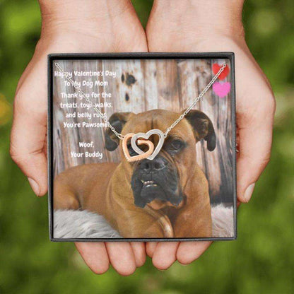 Dog Mom Necklace, Gift Necklace Message Card “ To My Boxer Dog Mom Happy Valentine’S Day Rakva