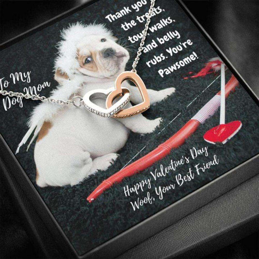 Dog Mom Necklace, Gift Necklace Message Card “ To My Bulldog Dog Mom Happy Valentine’S Day Rakva