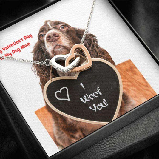 Dog Mom Necklace, Gift Necklace Message Card “ To My Cocker Spaniel Or Springer Spaniel Dog Mom Happy Valentine’S Day Rakva