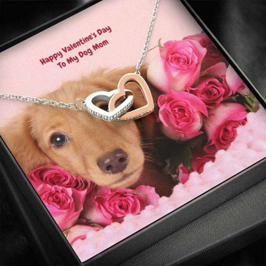 Dog Mom Necklace, Gift Necklace Message Card “ To My Dachshund Tan Dog Mom Happy Valentine’S Day Rakva