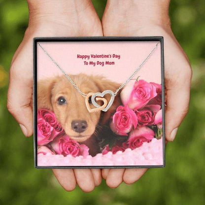 Dog Mom Necklace, Gift Necklace Message Card “ To My Dachshund Tan Dog Mom Happy Valentine’S Day Rakva