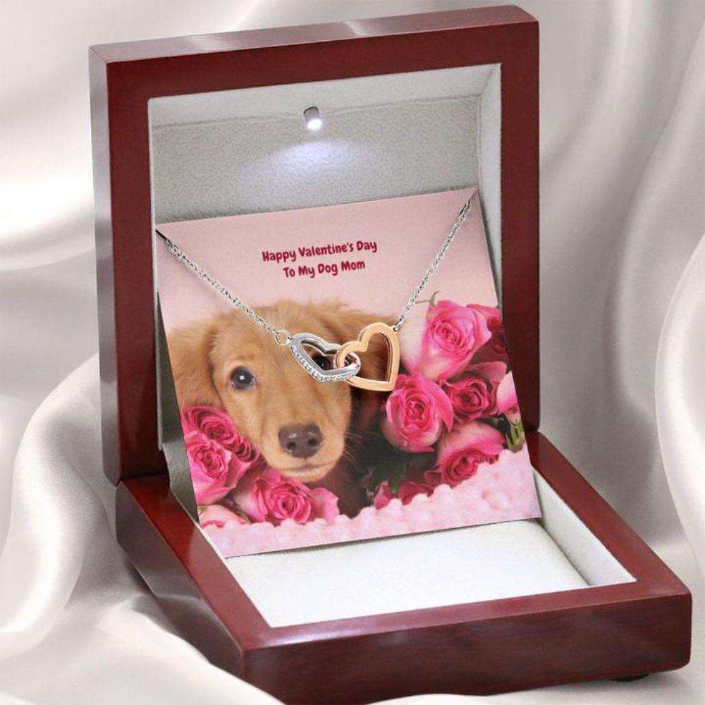 Dog Mom Necklace, Gift Necklace Message Card “ To My Dachshund Tan Dog Mom Happy Valentine’S Day Rakva