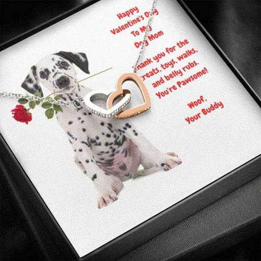 Dog Mom Necklace, Gift Necklace Message Card “ To My Dalmatian Dog Mom Happy Valentine’S Day Rakva