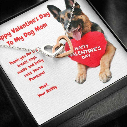 Dog Mom Necklace, Gift Necklace Message Card “ To My German Shepherd Dog Mom Happy Valentine’S Day Rakva