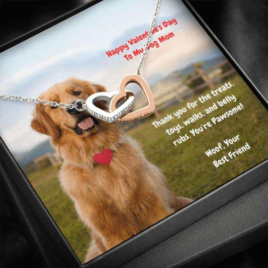 Dog Mom Necklace, Gift Necklace Message Card “ To My Golden Retriever Dog Mom Happy Valentine’S Day Rakva