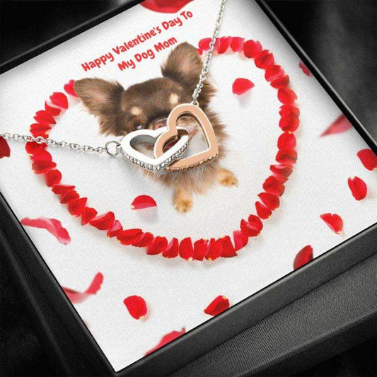Dog Mom Necklace, Gift Necklace Message Card “ To My Heart Chihuahua Dog Mom Happy Valentine’S Day Rakva